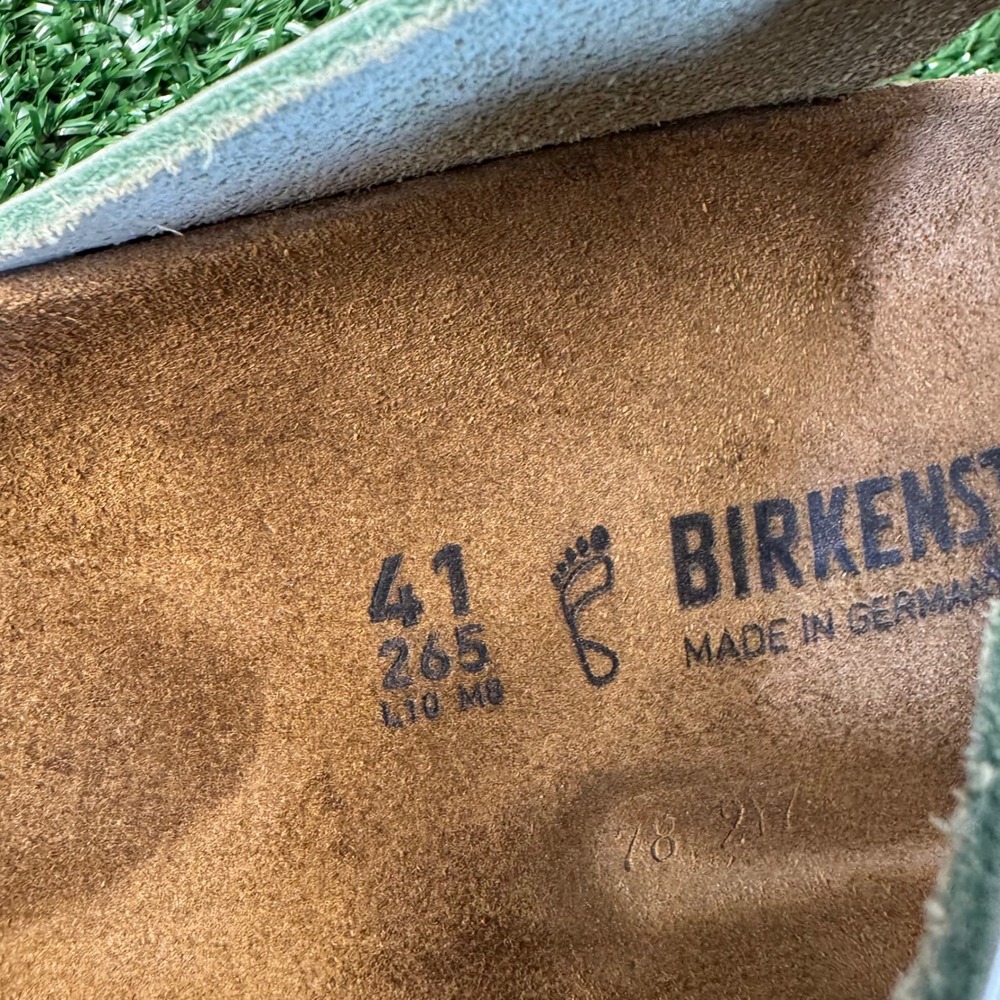 Birkenstock Gizeh Big Buckle Sage Green Nubuck Leather Sandals Womens 41 - Sz 10 - Picture 3 of 7